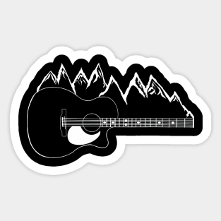 Mountain music guitar and mountains for mountain strummers Sticker